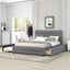 Queen Upholstered Platform Bed with Twin Size Trundle and Two Drawers Grey - Korvel