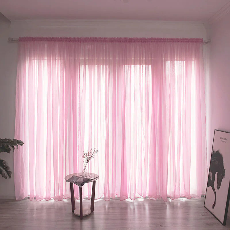 Simple Modern Solid Color Gauze Curtain for Balcony