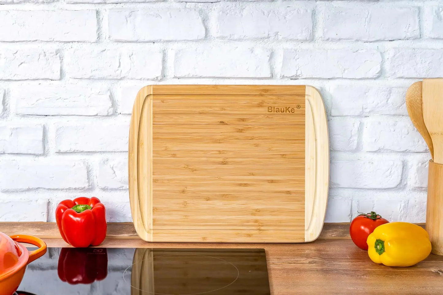 Planche à Découper en Bambou Premium avec Rainure à Jus - 14x11 Pouces