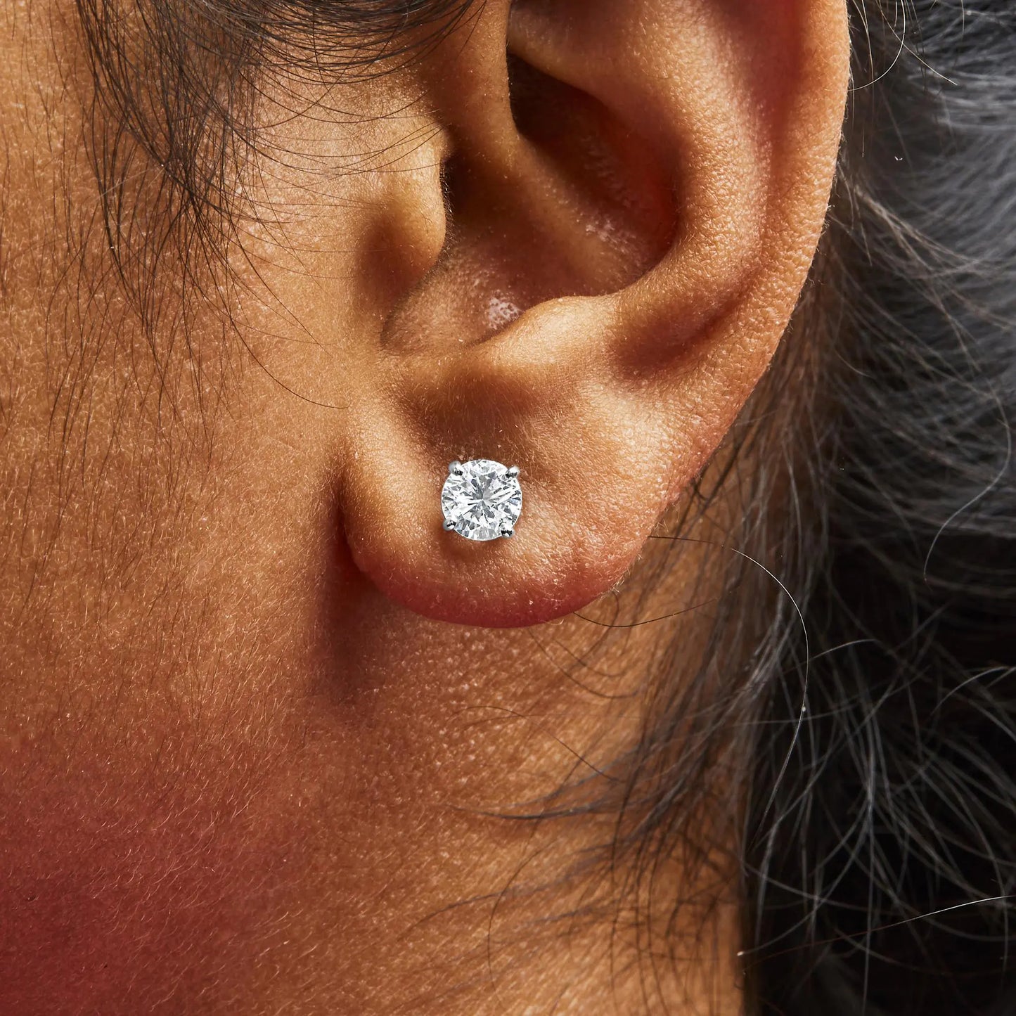 IGI Certified 14K White Gold Round Diamond Solitaire Stud Earrings