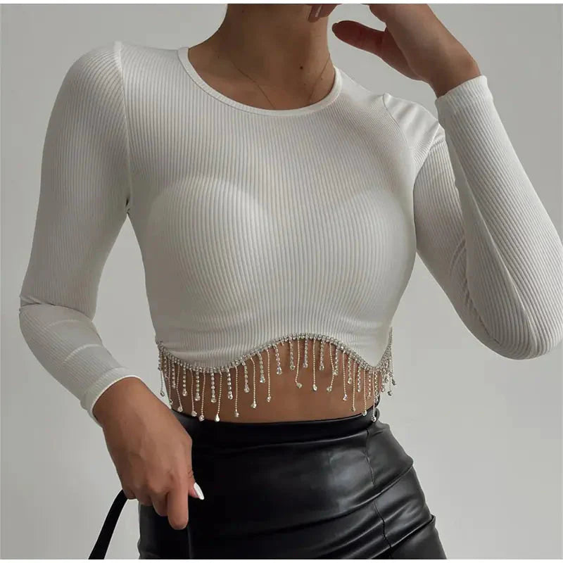Haut court à franges en strass élégant