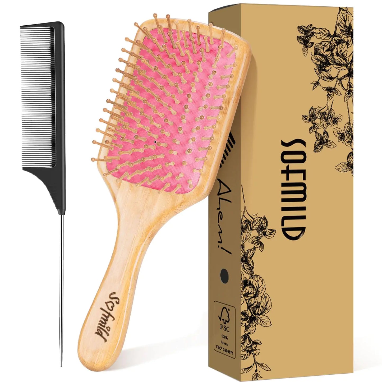 Brosse à cheveux en bambou écologique Sofmild pour tous les âges