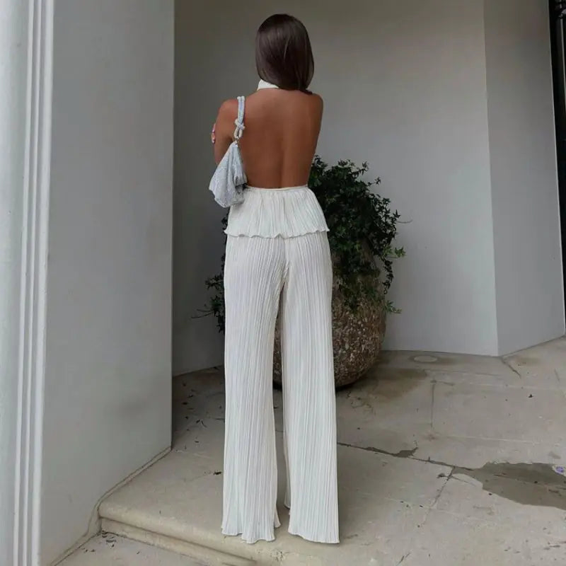 Ensemble élégant de pantalons larges taille haute
