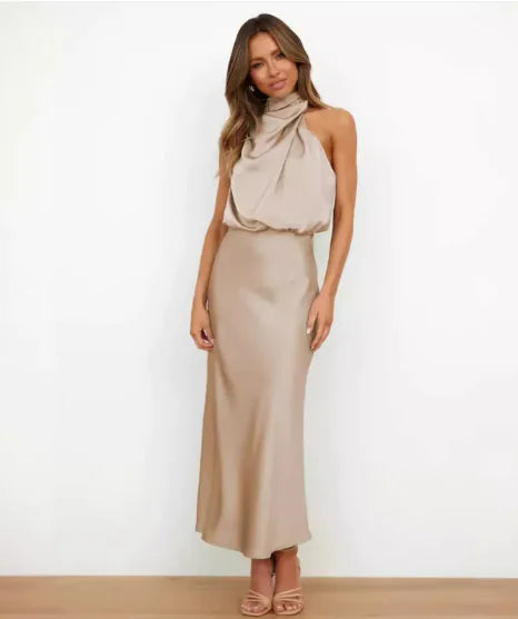 Elegant Women's Maxi Dress in Luxurious Satin