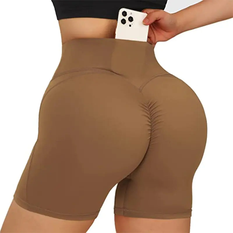 Shorts de Yoga Sin Costuras de Cintura Alta para Mujeres