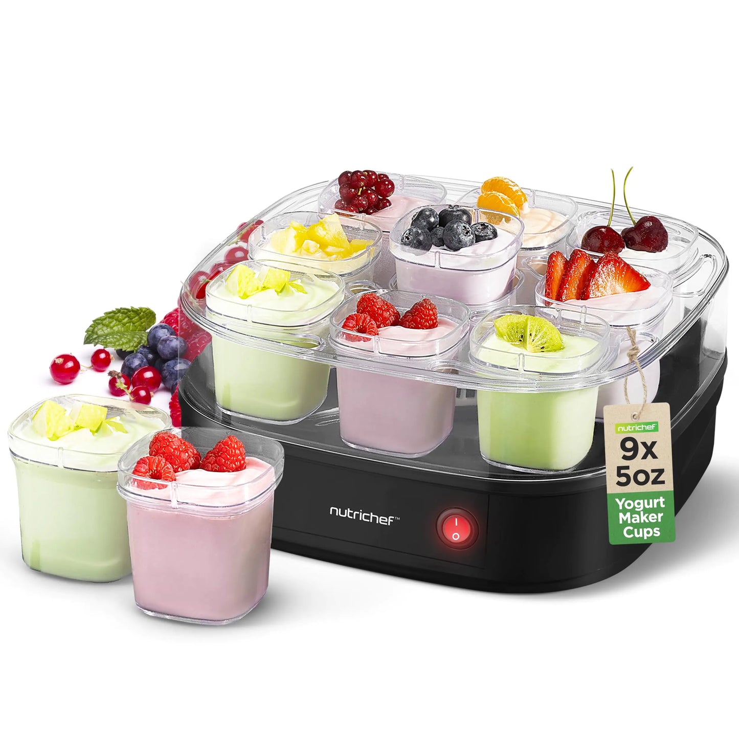 Nutrichef Yogurtera Automática de 9 Tazas - Negra