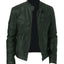 Chaqueta de Cuero PU con Cremallera para Hombre con Cuello Alto