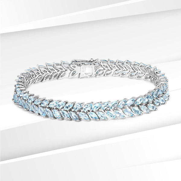 15.04 Carat Genuine Blue Topaz Sterling Silver Bracelet