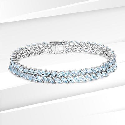 Pulsera de Plata Esterlina con Topacio Azul Genuino de 15.04 Quilates
