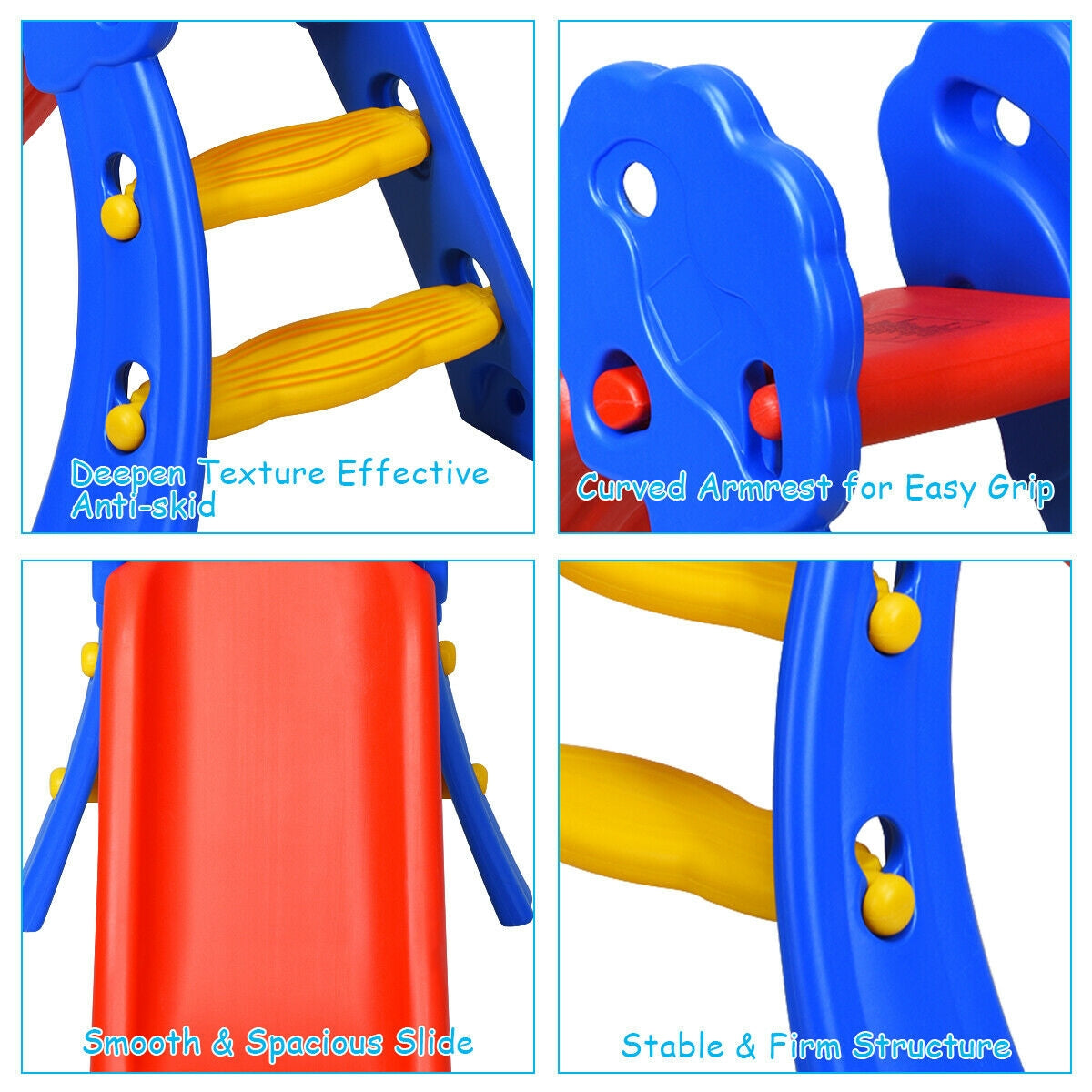 2 Step Indoor Kids Plastic Folding Slide with Basketball Hoop
