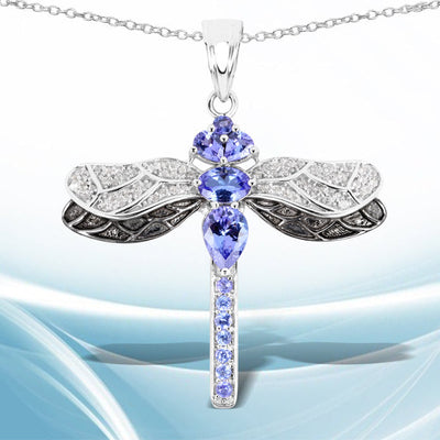 1.93 Carat Genuine Tanzanite & White Topaz Sterling Silver Pendant