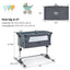 Height Adjustable Baby Side Crib with Music Box & Toys - Dark Gray