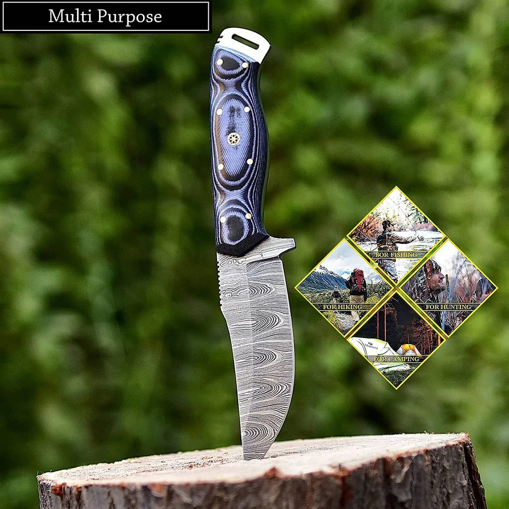 Premium Custom Damascus Steel Hunting and Skinning Knife - Korvel