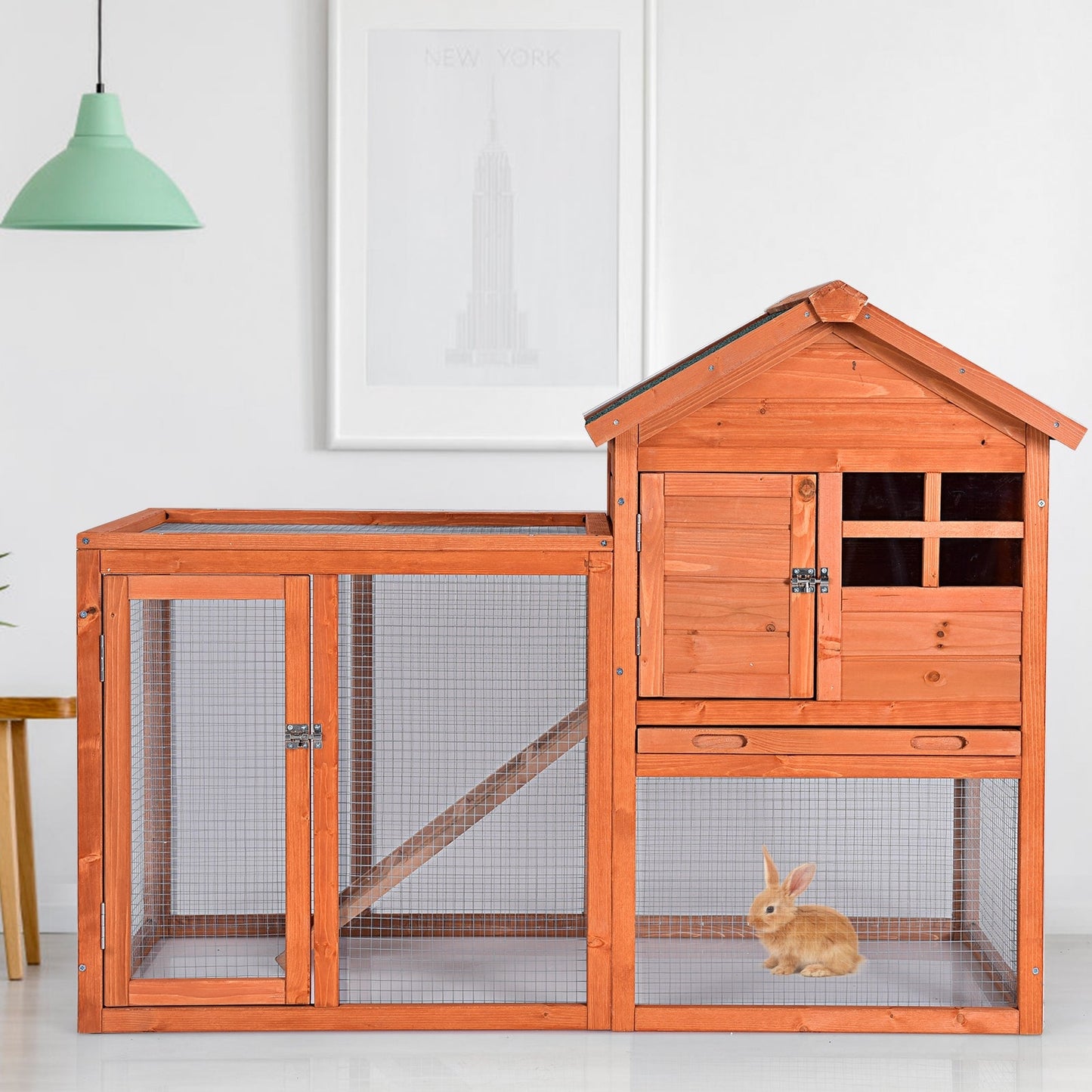 Enclos en bois extérieur premium pour lapins
