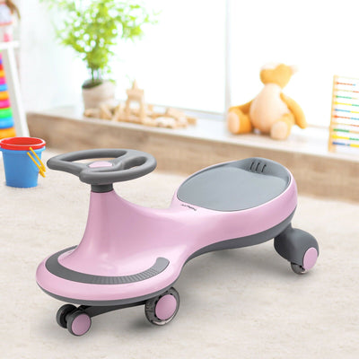 Wiggle Car Ride-on Toy with Flashing Wheels - Pink