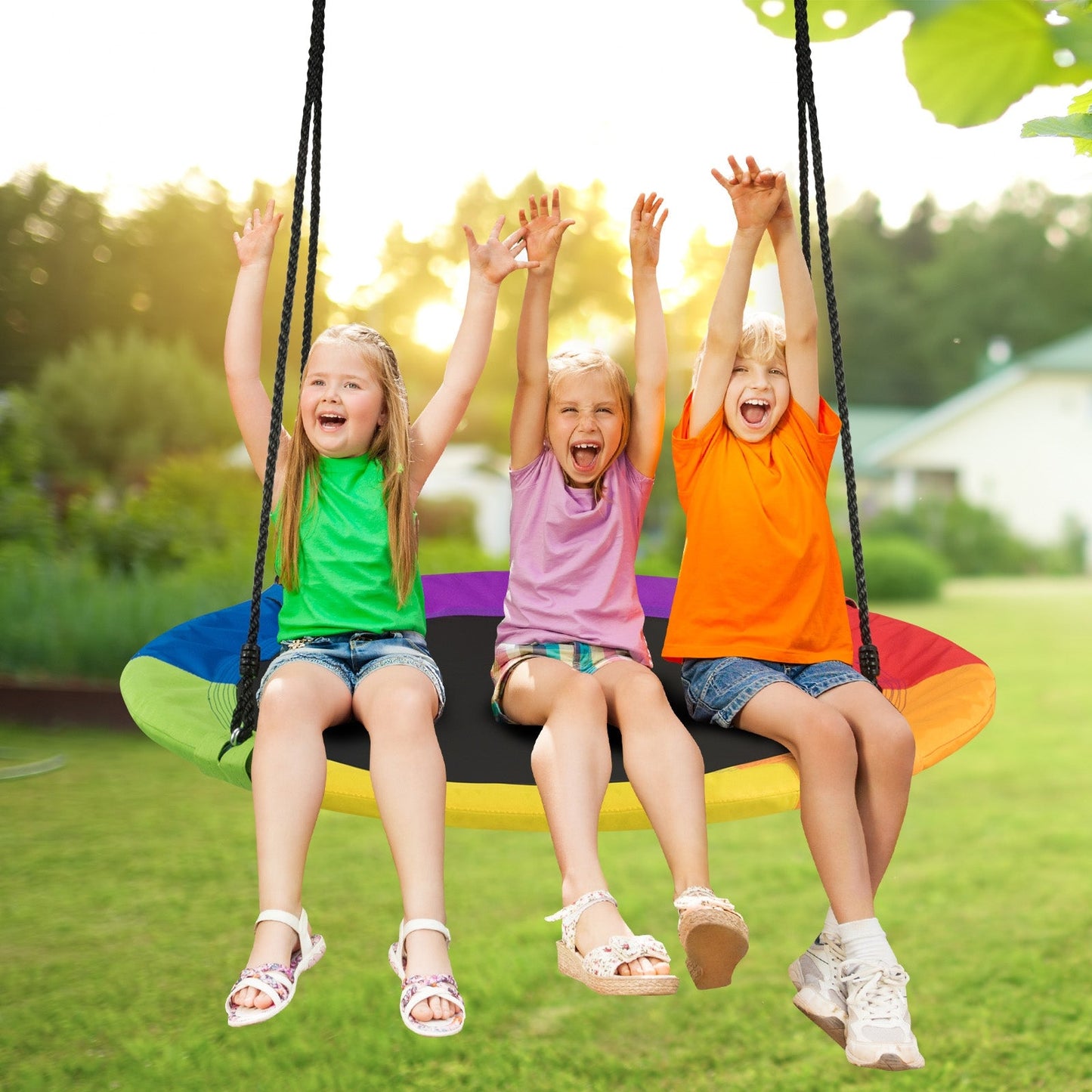 40-Inch Flying Saucer Tree Swing for Outdoor Fun