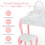 Conjunto de Mesa de Maquillaje para Niñas Princesa con Taburete - Blanco