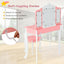 Kids Princess Vanity Table and Stool Set - Pink
