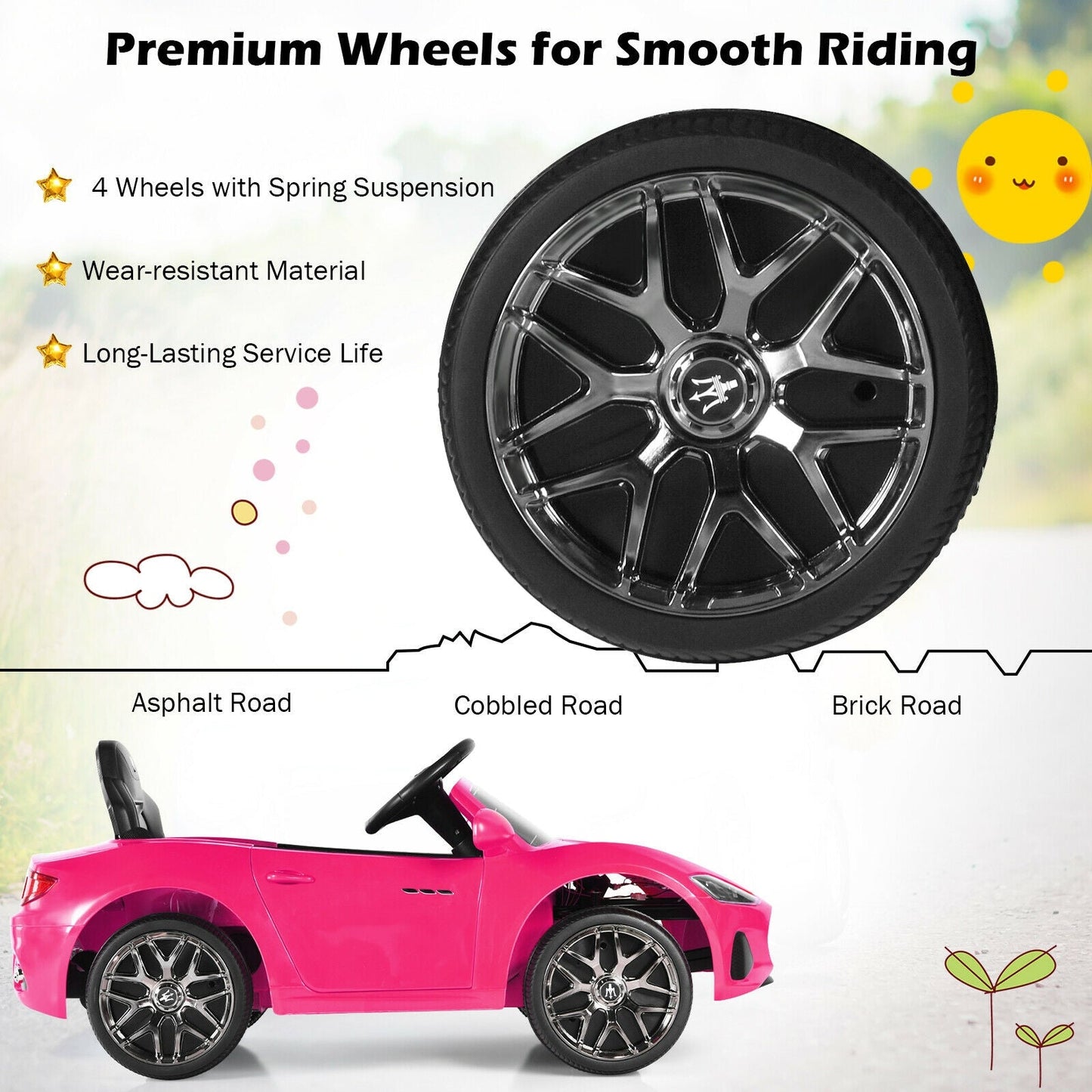 Voiture électrique pour enfants 12V avec télécommande - Rose