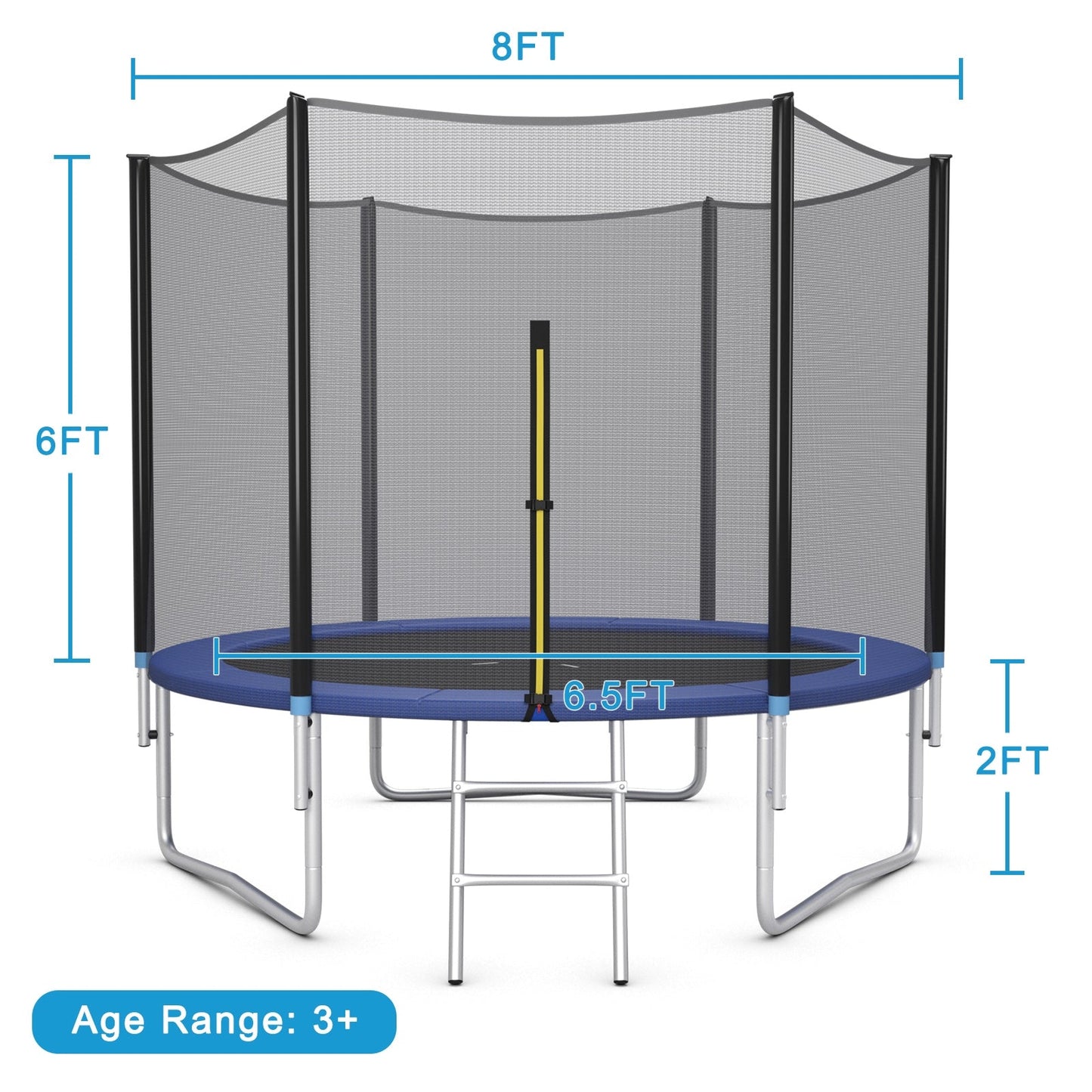 Premium Outdoor Trampoline with Safety Net and Ladder - 8 to 16 Feet
