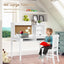 Kids Desk and Chair Set with Hutch and Bookshelves - White