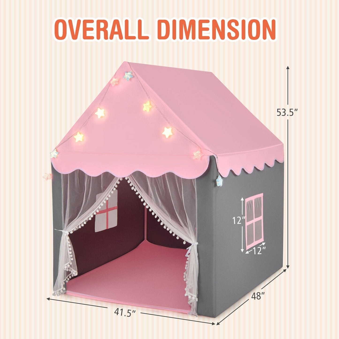 Gbruno Kids Playhouse Tent with Star Light - Pink