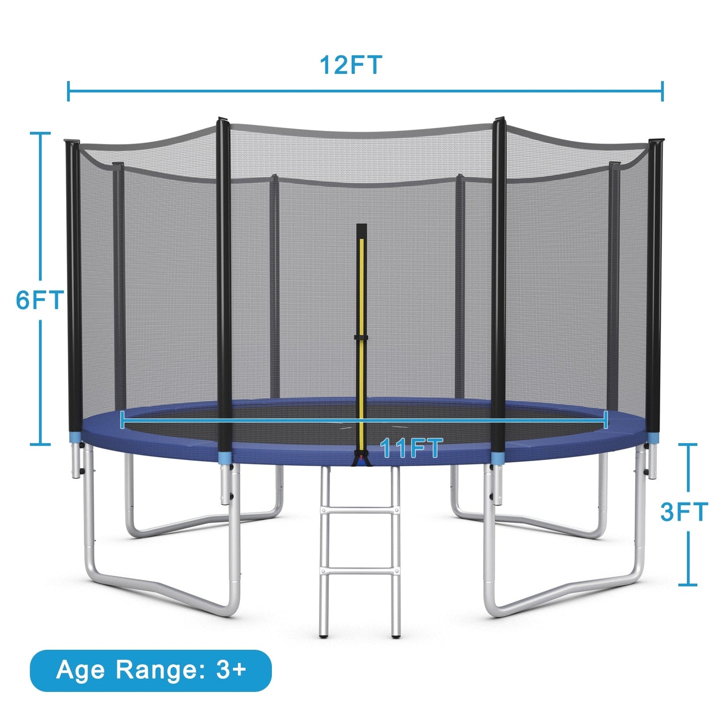 Trampoline de plein air premium avec filet de sécurité et échelle - 12 pi