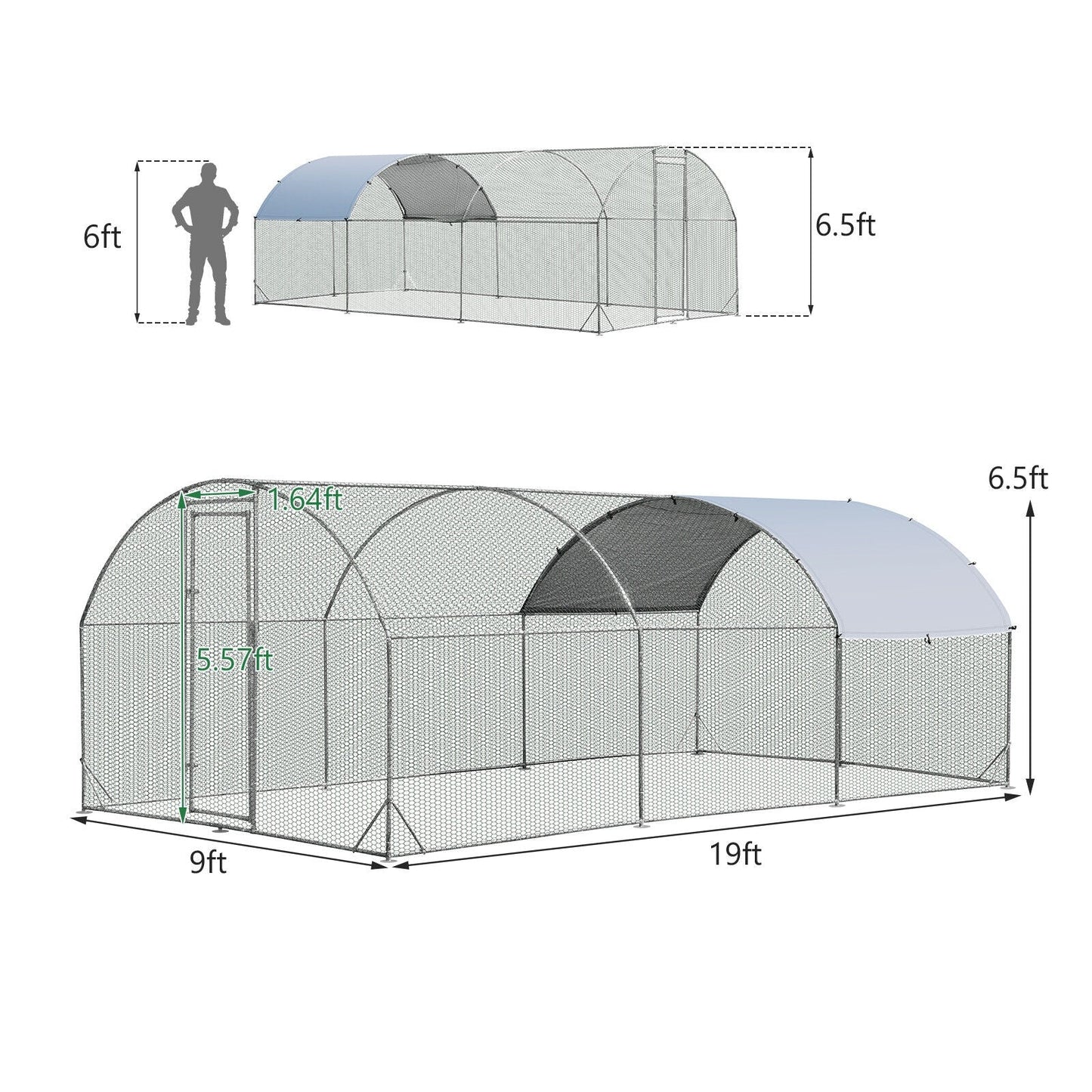 Gbruno Large Metal Chicken Coop Dome Cage - Galvanized Outdoor Enclosure