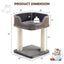 Multi-Level Cat Climbing Tree with Plush Perch - Gray