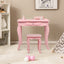 Conjunto de Mesa de Vanity con Espejo de Maquillaje Rosa para Niños