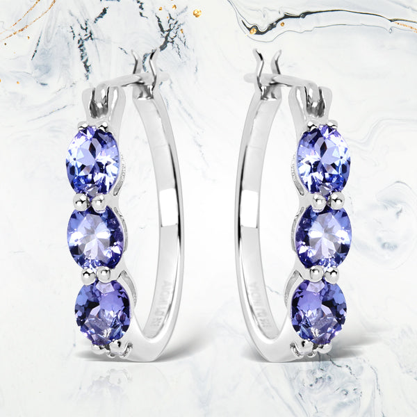 Boucles d'oreilles en tanzanite et diamants blancs de 1,99 carat