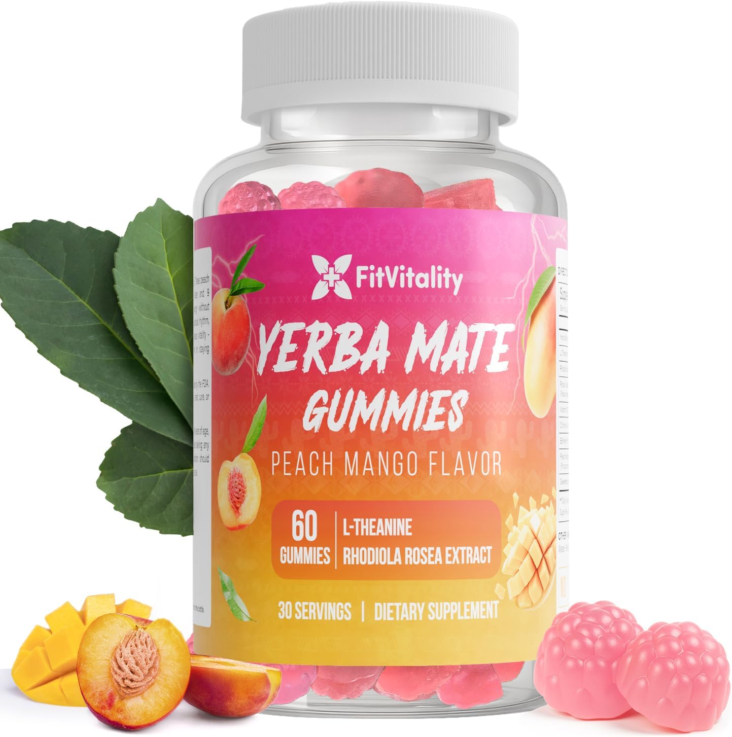 Gummies de Yerba Mate – Soutien à la concentration et à l'énergie – Saveur pêche mangue
