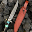 Exquisite Custom Damascus Steel Bowie Knife - 15" Overall, 10" Blade, Turquoise Handle with Brass Accents - Korvel