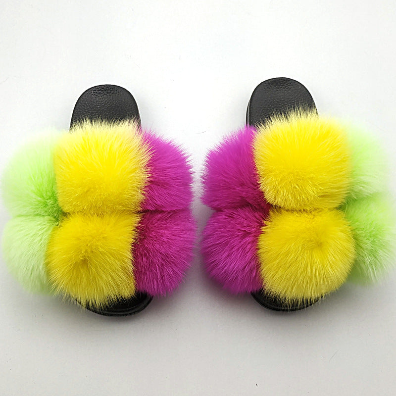 Zapatillas de Piel Sintética Premium para Mujeres - Pantuflas Abiertas y Esponjosas