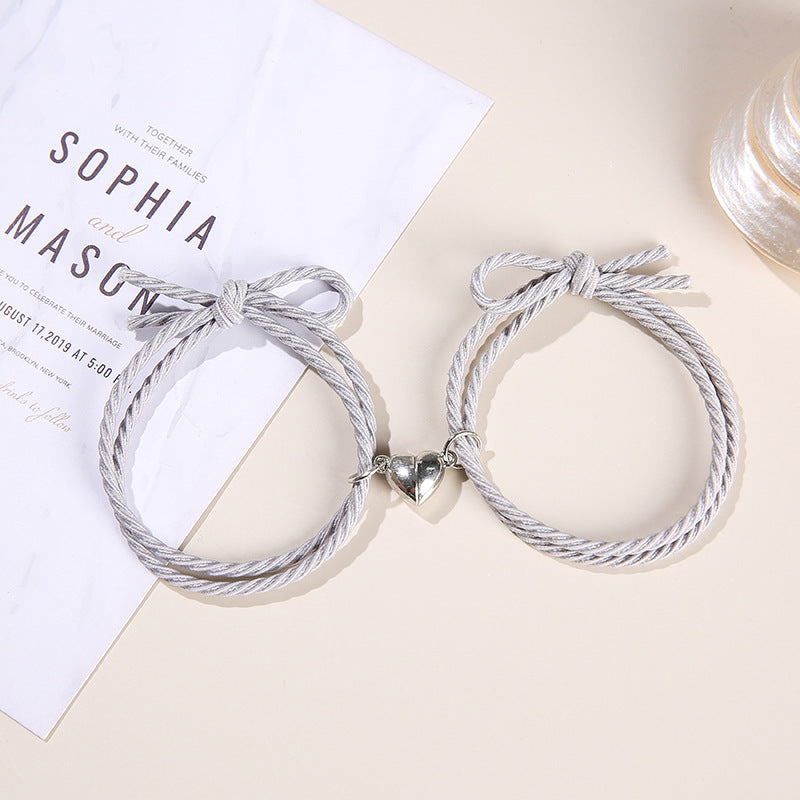 Bracelets de Couple Magnétiques - Charme Cœur en Acier Inoxydable