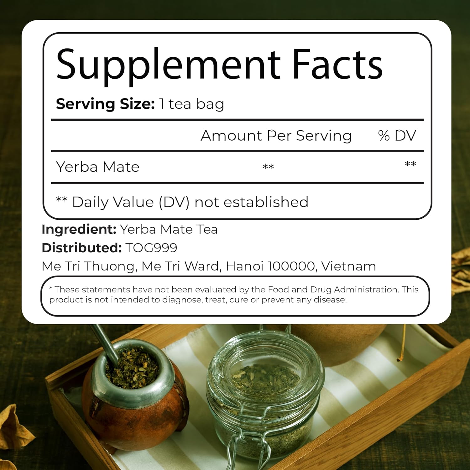 Yerba Mate Tea Bags, Hi-Caffeine, Unsmoked Yerba Mate Tea Bags, Super-Green Yerba Mate, No Dust - Korvel