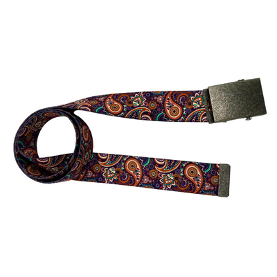 Purple Paisley Belt - Versatile Sizes & Buckle Options