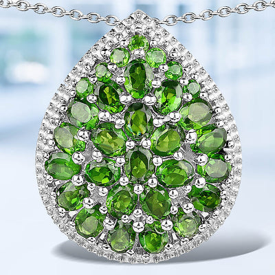 Pendentif en chrome diopside véritable de 4,65 carats en argent sterling