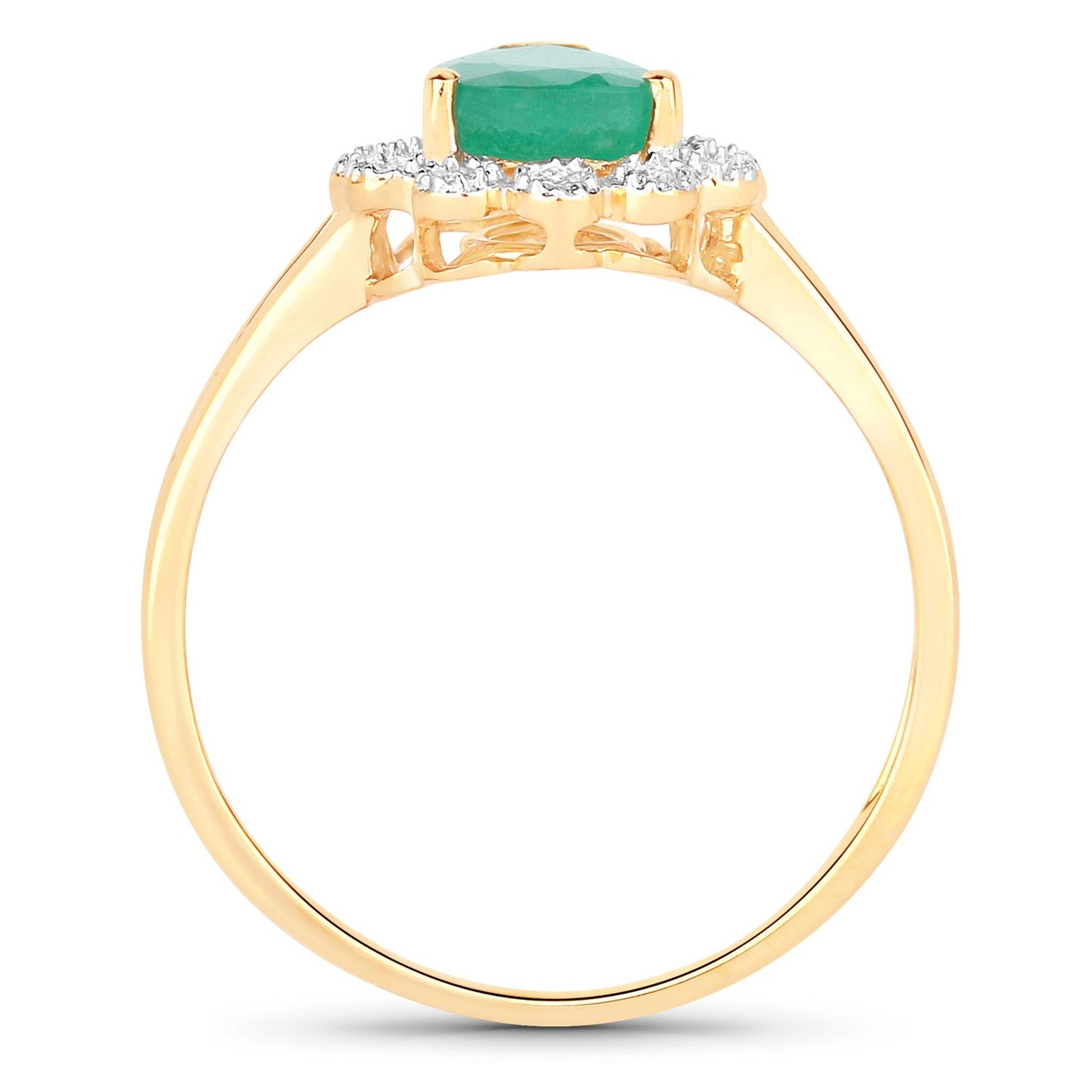 Anillo de Esmeralda Zambiana y Diamante de 1.22 Quilates en Oro Amarillo de 14K