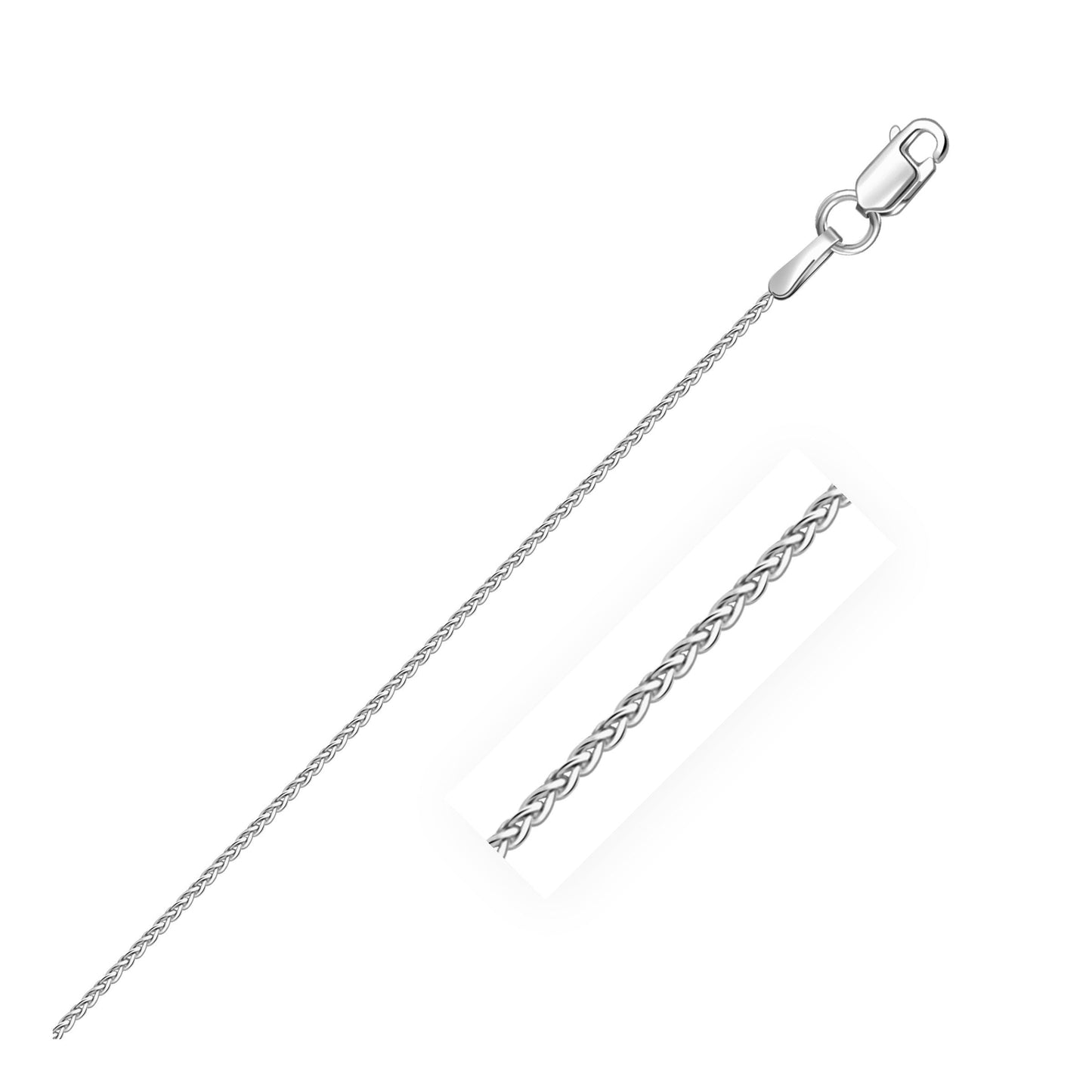 Chaîne en blé ronde en or blanc 14 carats - 1,0 mm