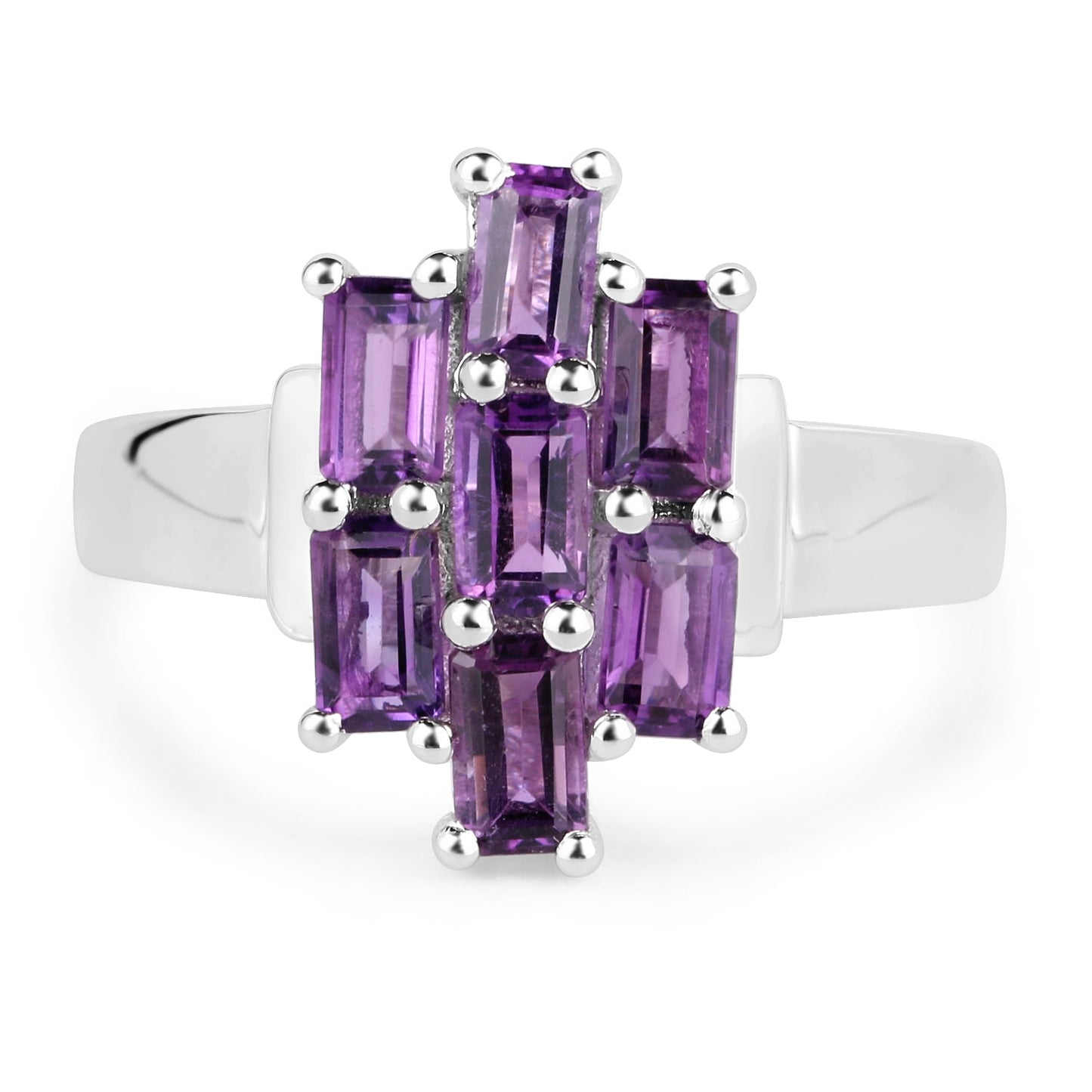 Anillo de Compromiso de Plata Esterlina con Amatista Genuina de 2.80 Quilates