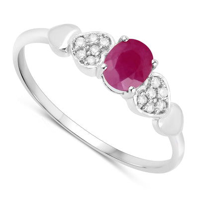 Anillo de Compromiso de Rubí y Diamante de 0.36 Quilates en Oro Blanco de 14K