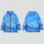 Snow Mountain Blue Embroidered Cotton Puffer Jacket