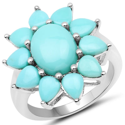 Bague en argent sterling .925 avec turquoise véritable de 5,20 carats