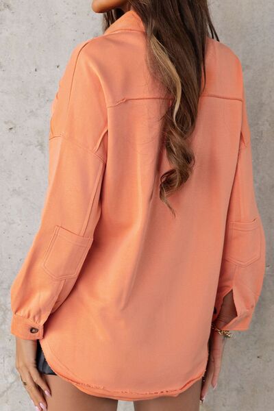 Women Exposed Seam Collared Neck Button Up Jacket