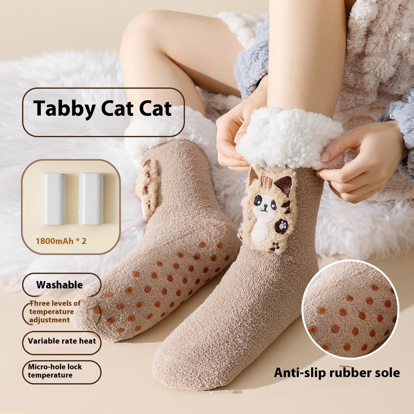 Electric Warm-Keeping Crew Socks for Winter Comfort
