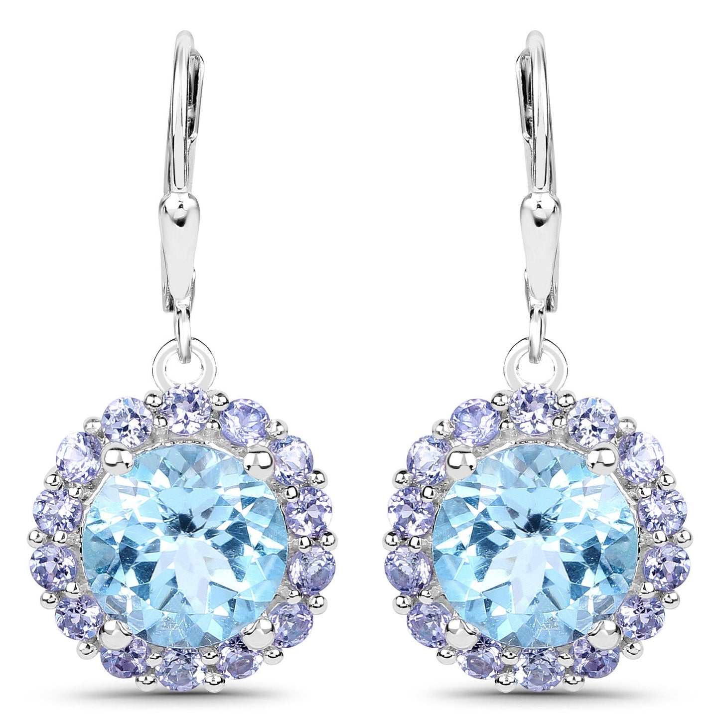 Elegant 9.96 Carat Blue Topaz & Tanzanite Sterling Silver Earrings