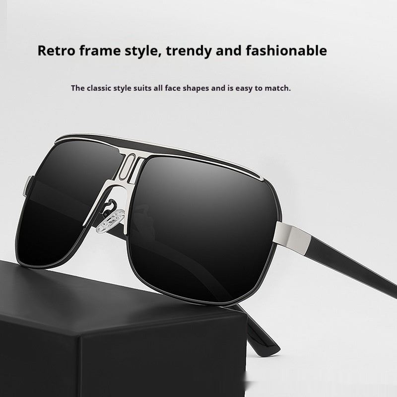 Lunettes de soleil élégantes à grande monture pour hommes