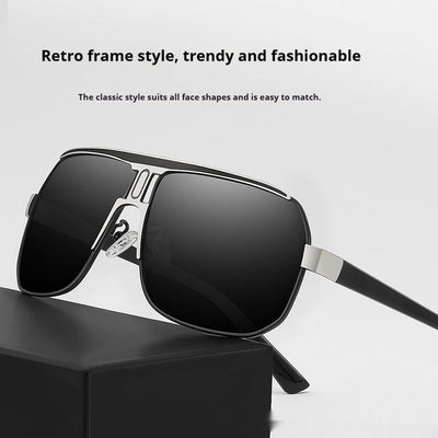 Lunettes de soleil élégantes à grande monture pour hommes