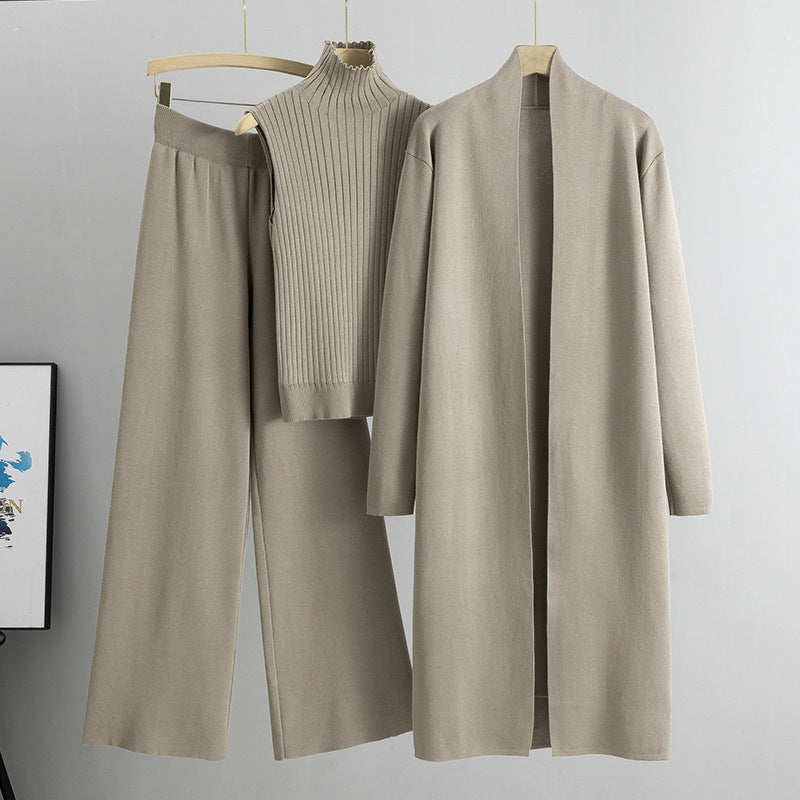 Ensemble Tricoté Élégant 3 Pièces pour Femmes